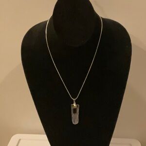 Elegant Kainite pendant with black tourmaline 18” silver necklace
